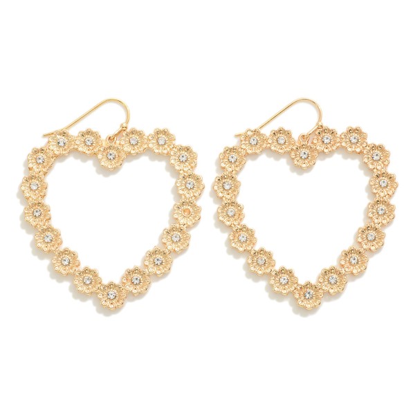 Wholesale rhinestone Metal Flower Heart Drop Earring L