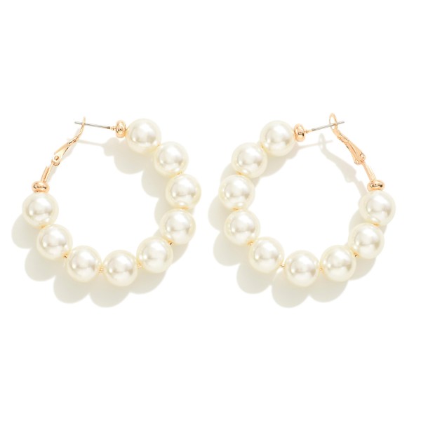 Wholesale simple Pearl Beaded Hoop Earring L