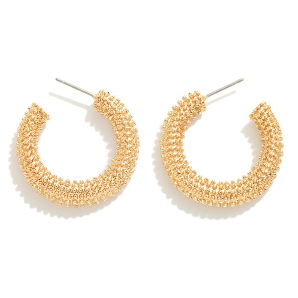 Wholesale textured Metal Drop Hoop Earring L Gold Silver Dipped