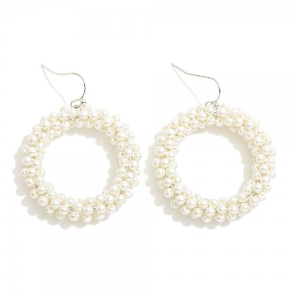 Pearl Wrapped Hoop Drop Earrings

- Approximately 2" L