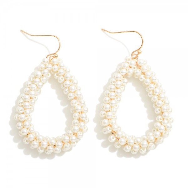 Wholesale pearl Wrapped Teardrop Drop Earrings L