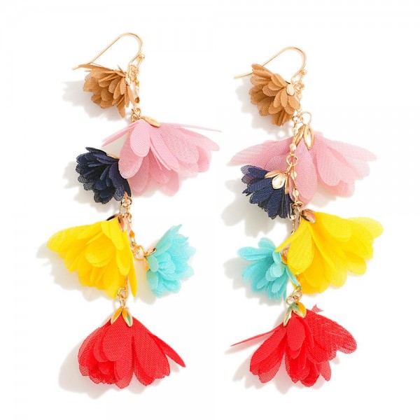 Wholesale metal Chain Link Drop Earring Lace Flower Detail L