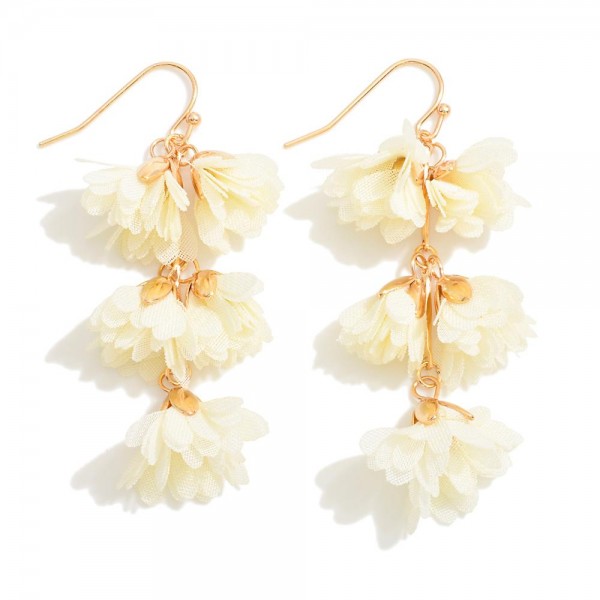 Metal Link Drop Earrings With Lace Flowers

- Approximately 2.5" L