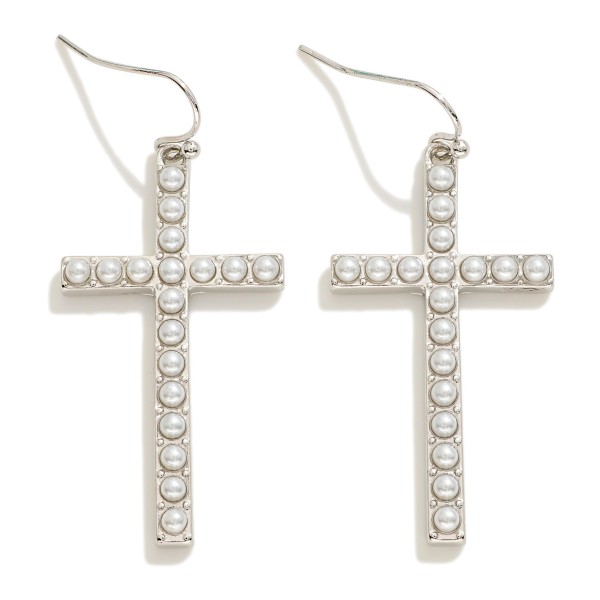 Wholesale pearl Studded Cross Drop Earrings L