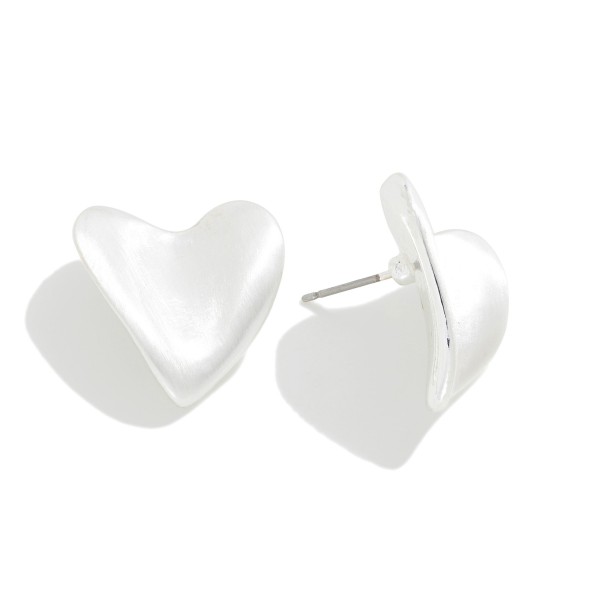 Curved Metal Heart Post Drop Earrings

- Approximately .9" L