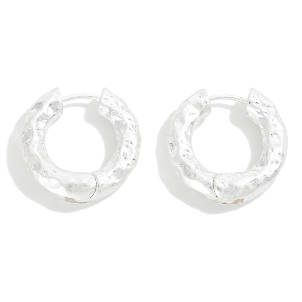 Dimpled Metal Hinged Huggie Hoop Earring 

- Approximately 0.75" L