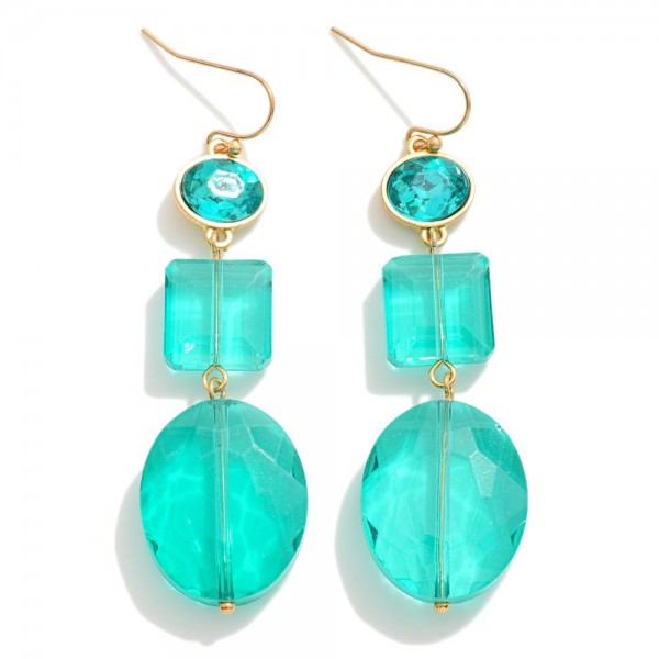 Linked Faceted Glass Crystal Drop Earrings

- Hypoallergenic Brass Hook
- Approximately 2.5" L
