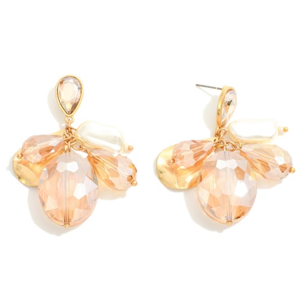 Statement Faceted Glass Crystal Tassels Drop Earrings With Pearl Bead Detail

- Approximately 2" L