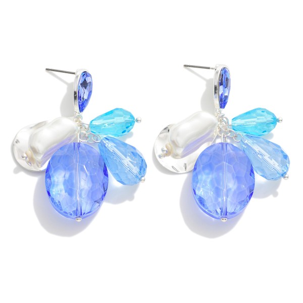 Statement Faceted Glass Crystal Tassels Drop Earrings With Pearl Bead Detail

- Approximately 2" L