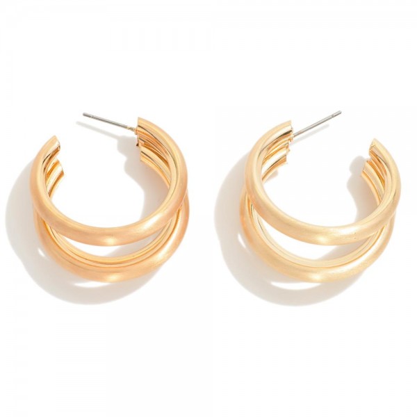 Wholesale triple Strand Metallic Drop Hoop Earring L
