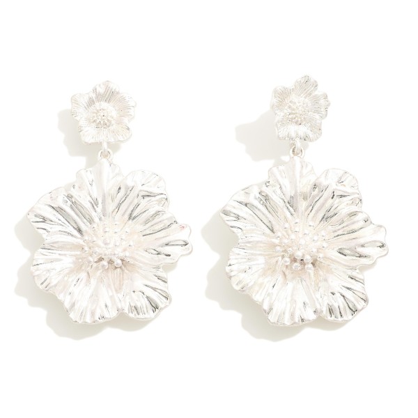 Wholesale metal Hibiscus Flower Drop Earrings L