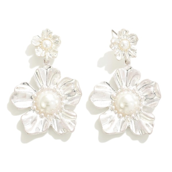 Wholesale metal Pearl Flower Drop Earrings L