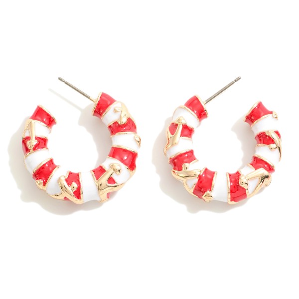 Enamel Coated Stripe Anchors Hoop Earrings

- Approximately 1" D
- Hypoallergenic
- Titanium Post / Brass Hook