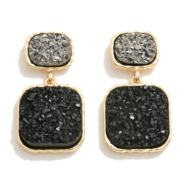 Metal Backed Druzy Cluster Drop Earrings With Druzy Cluster Stud Posts

- Approximately 1.5" L