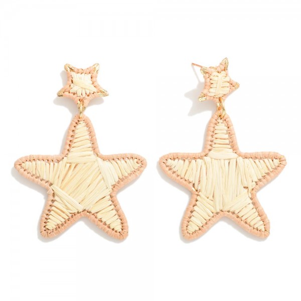 Wholesale raffia Wrapped Star Drop Earring L