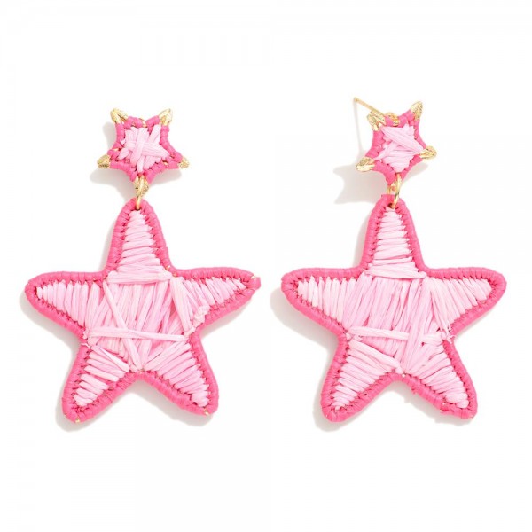 Wholesale raffia Wrapped Star Drop Earring L