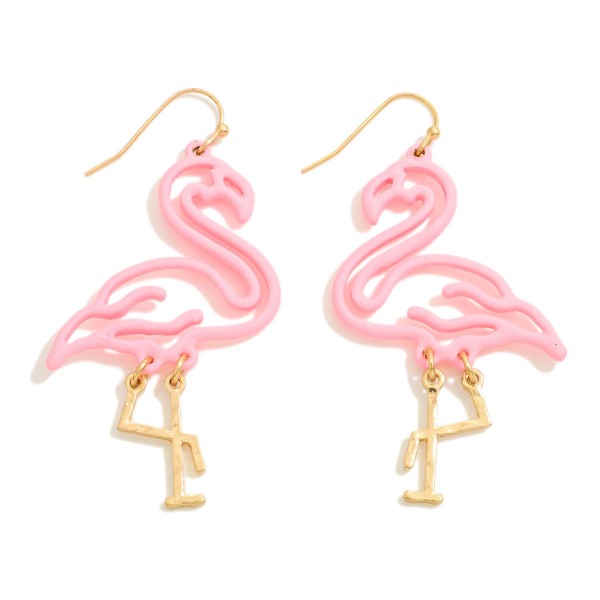 Metal Base Coated Flamingo Outline Drop Earrings

- Approximately 2.25" L