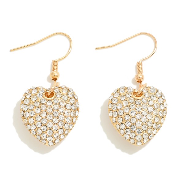 Wholesale rhinestone Pave Puffy Heart Drop Earrings L