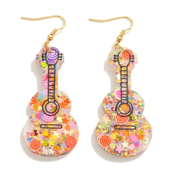 Wholesale resin Glitter Guitar Drop Earring L