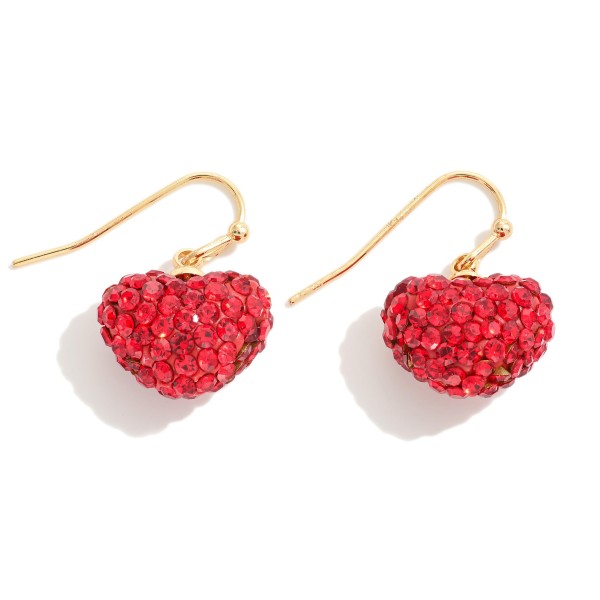 Rhinestone Pave Puffy Heart Drop Earrings

- Approximately 1" L