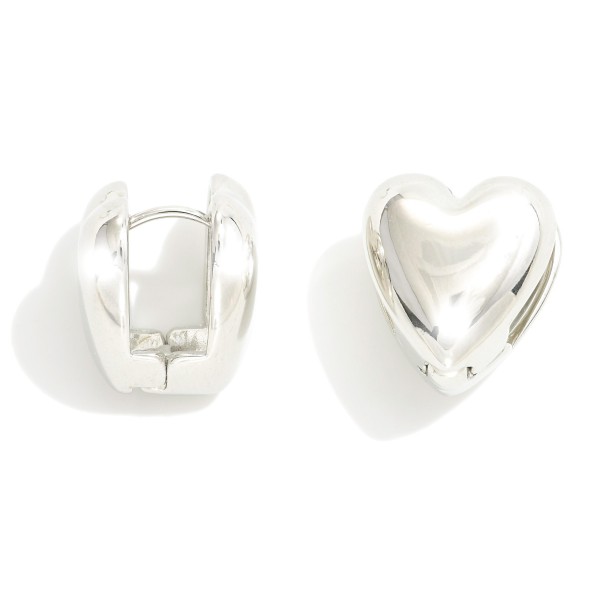 Metal Tone Hinged Heart Huggie Hoop Earrings

- Approximately .5" W