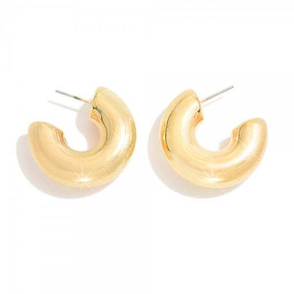 Chromatic Metal Tone Puffy Hoop Earrings

- Approximately 1" D