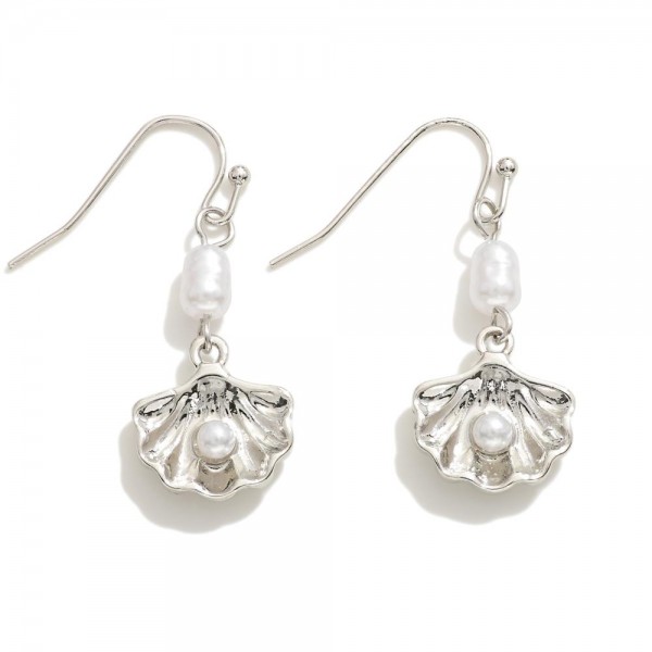 Wholesale clam Drop Earring Pearl Accents L