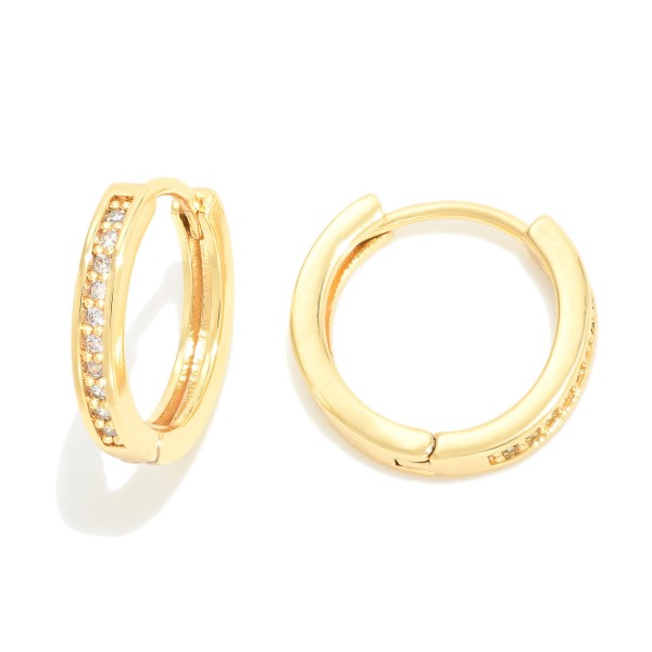Wholesale dainty Gold Dipped CZ Paved Huggie Hoop Earrings Brass Base Hypoallerg
