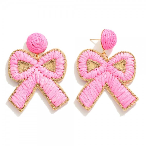 Raffia Bow Earrings With Glitter Border

- Approximately 2" L
