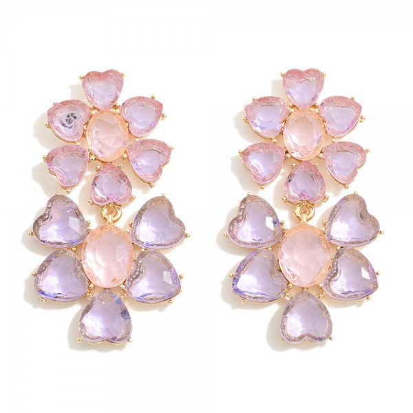 Wholesale heart Glass Crystal Drop Earrings L