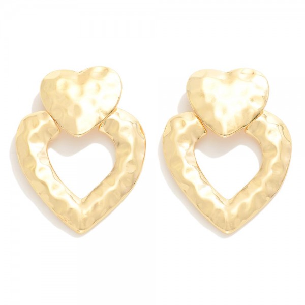 Wholesale hammered Metal Heart Drop Earrings L