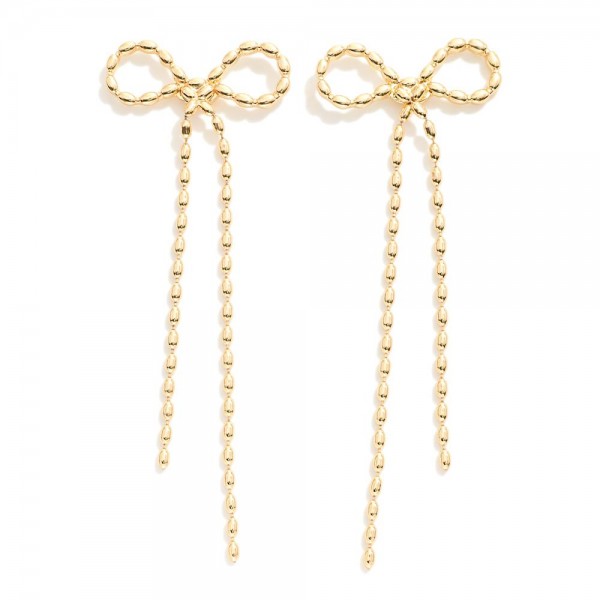 Ball Chain Bow Drop Earrings 

- Approximately 3.5" L