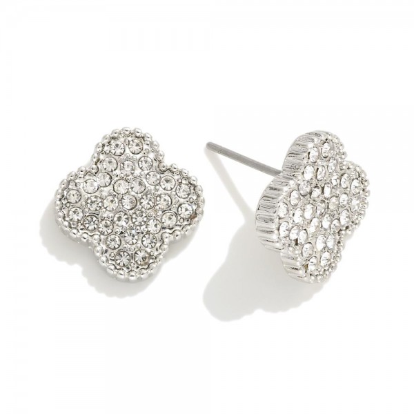 Wholesale pave Studded Clover Stud Earring L