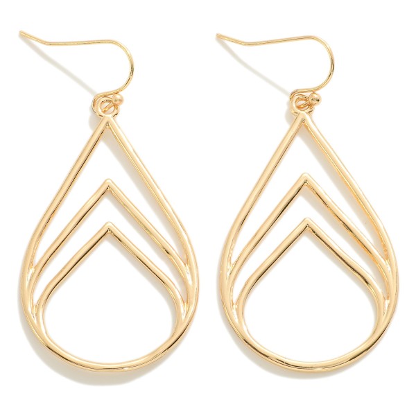 Metal Chevron Teardrop Earrings

- Approximately 2" L