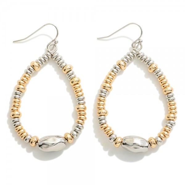 Wholesale metal Two Beaded Teardrop Earring L