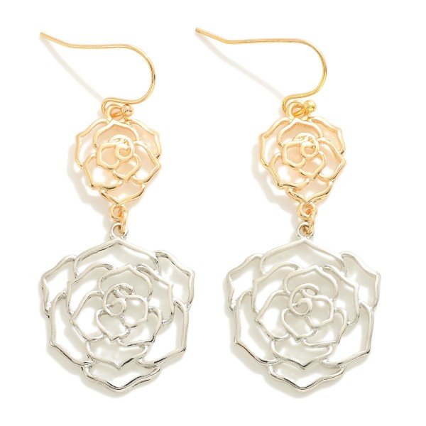 Wholesale linked Metal Rose Drop Earrings L