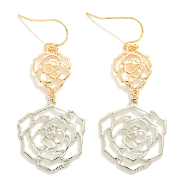 Wholesale linked Metal Rose Drop Earrings L