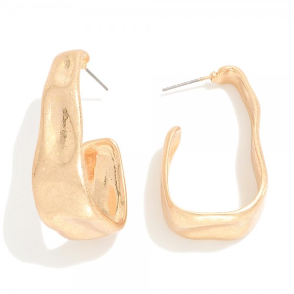 Wholesale dimpled Metal Stretched Hoop Earrings L