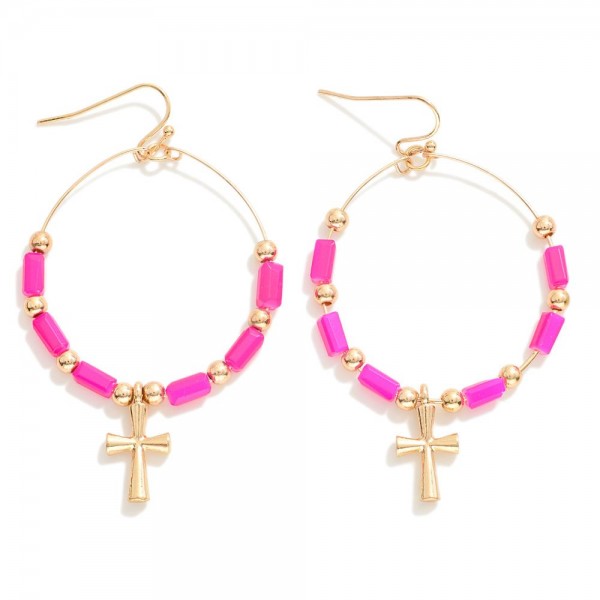 Wholesale circular Beaded Drop Earring Cross Detail L