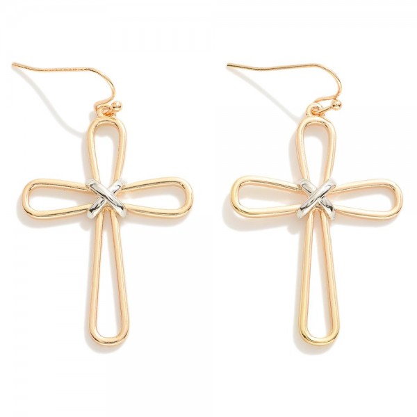 Polished Metal Cross Drop Earring

- Approximately  1.75" L