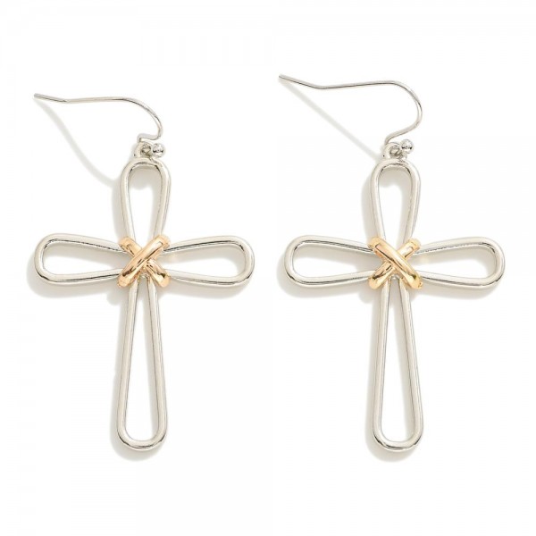 Wholesale polished Metal Cross Drop Earring L