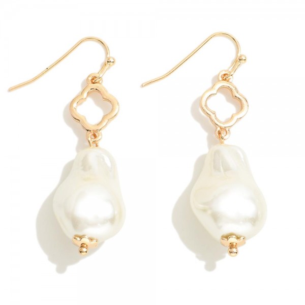Wholesale clover Drop Earring Pearl Dangle L