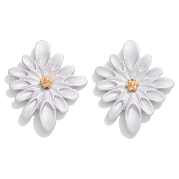 Coated Flower Post Drop Earrings

- Approximately 1.25" L