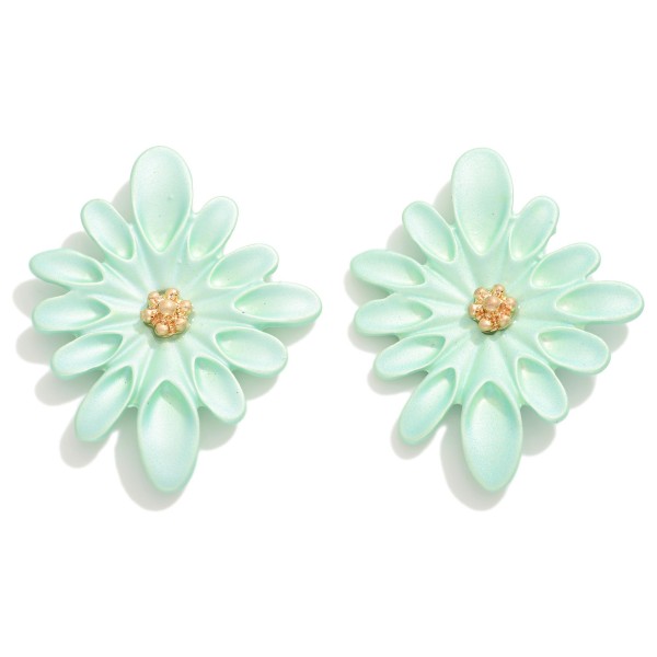 Coated Flower Post Drop Earrings

- Approximately 1.25" L