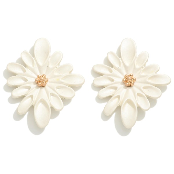 Coated Flower Post Drop Earrings

- Approximately 1.25" L