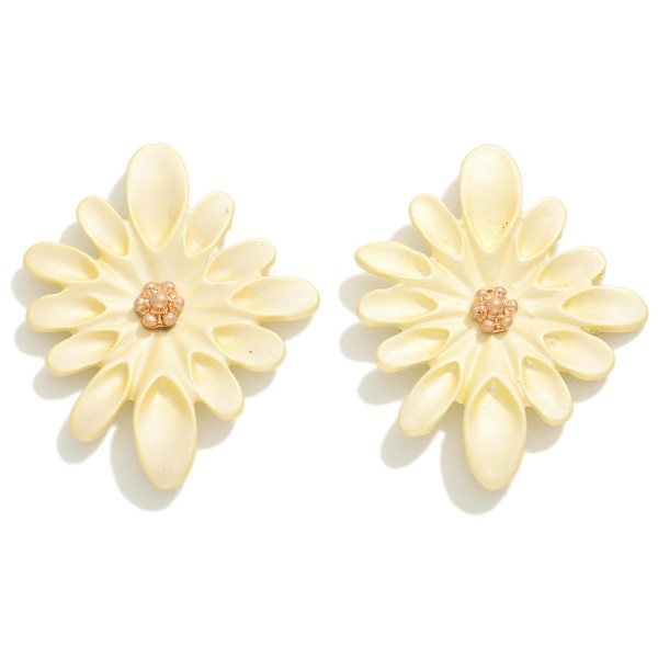 Coated Flower Post Drop Earrings

- Approximately 1.25" L