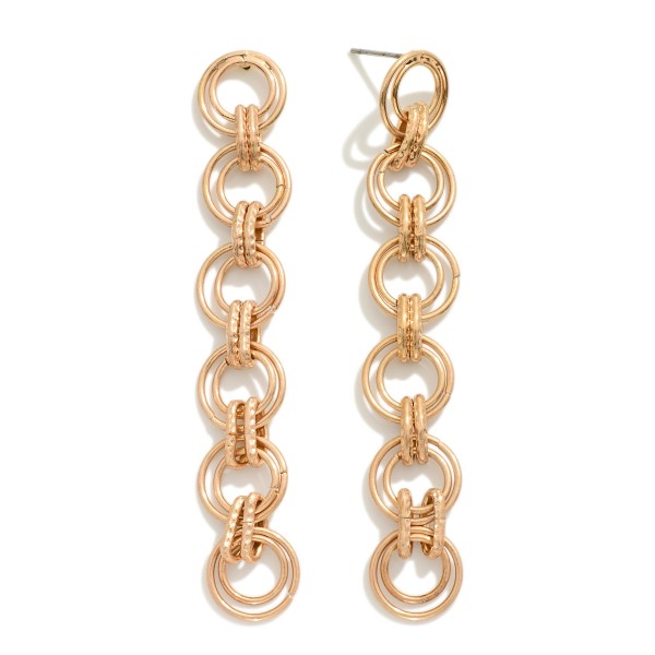 Metal Hoop Chain Link Tassel Earrings

- Approximately 3" L