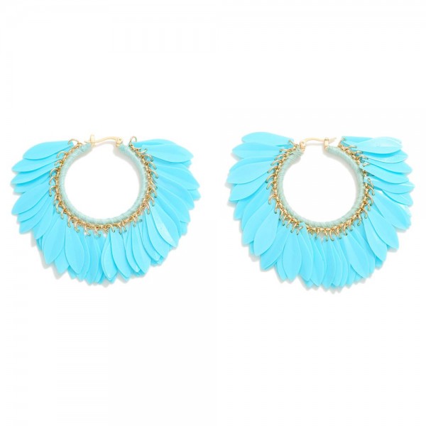 Wholesale metallic Sequin Fringe Hoop Statement Earrings L