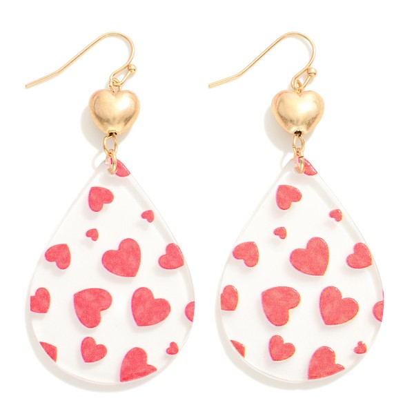 Wholesale valentine s Day Printed Heart Teardrop Earring L