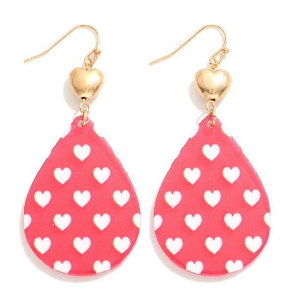 Wholesale valentine s Day Printed Heart Teardrop Earring L